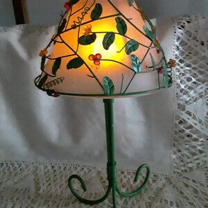 Tea Light Lamp - Glass Shade on Metal Stand
